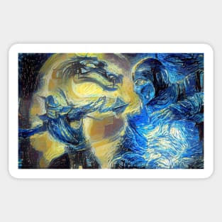 Mortal Kombat Scorpion vs Sub Zero Starry Night Sticker